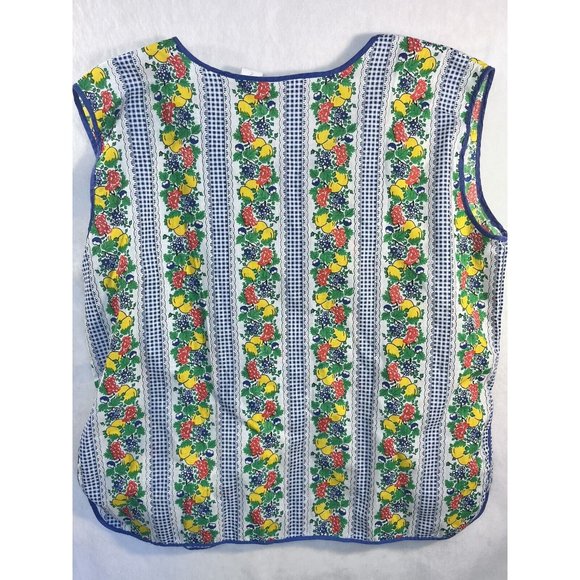 Vintage Fruit Design Smock Womens Artistic Creation Cotton Size Medium Pockets - Picture 8 of 9